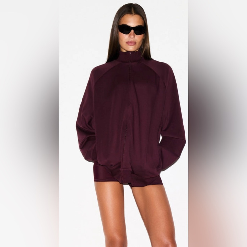 NWOT Skims x Nike Matte Tricot Track Jacket - Currant - Picture 4 of 4